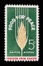 1963 Vintage United States Post Office Food for Peace Wheat Head Stamp - Freedom From Hunger